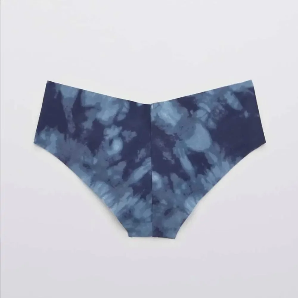 NEW AERIE AEO Blue Navy White Tie Dye Cheeky No Show Panties Undies Small NWT S